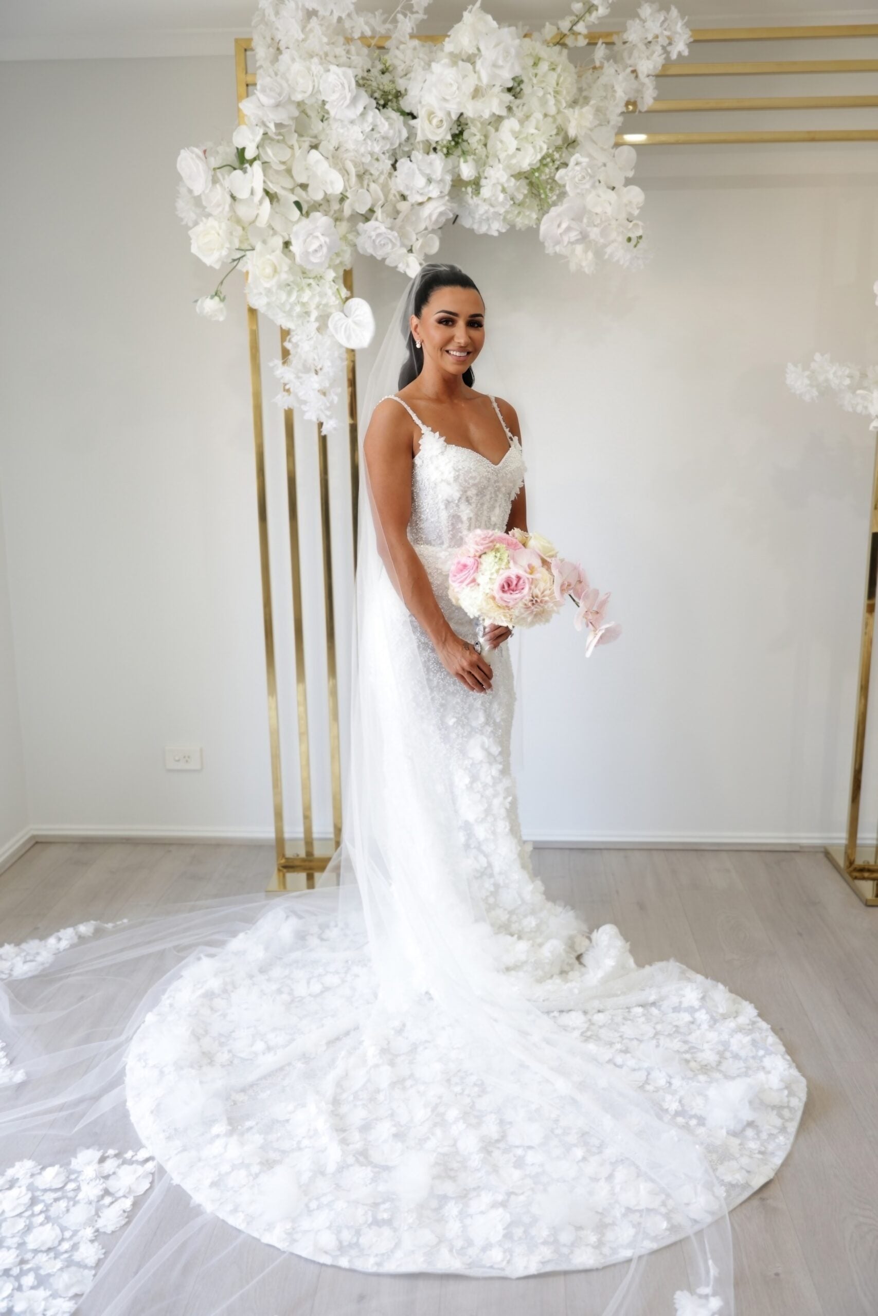 BLANCHE BRIDAL Wedding Gown with Overskirt + Veil