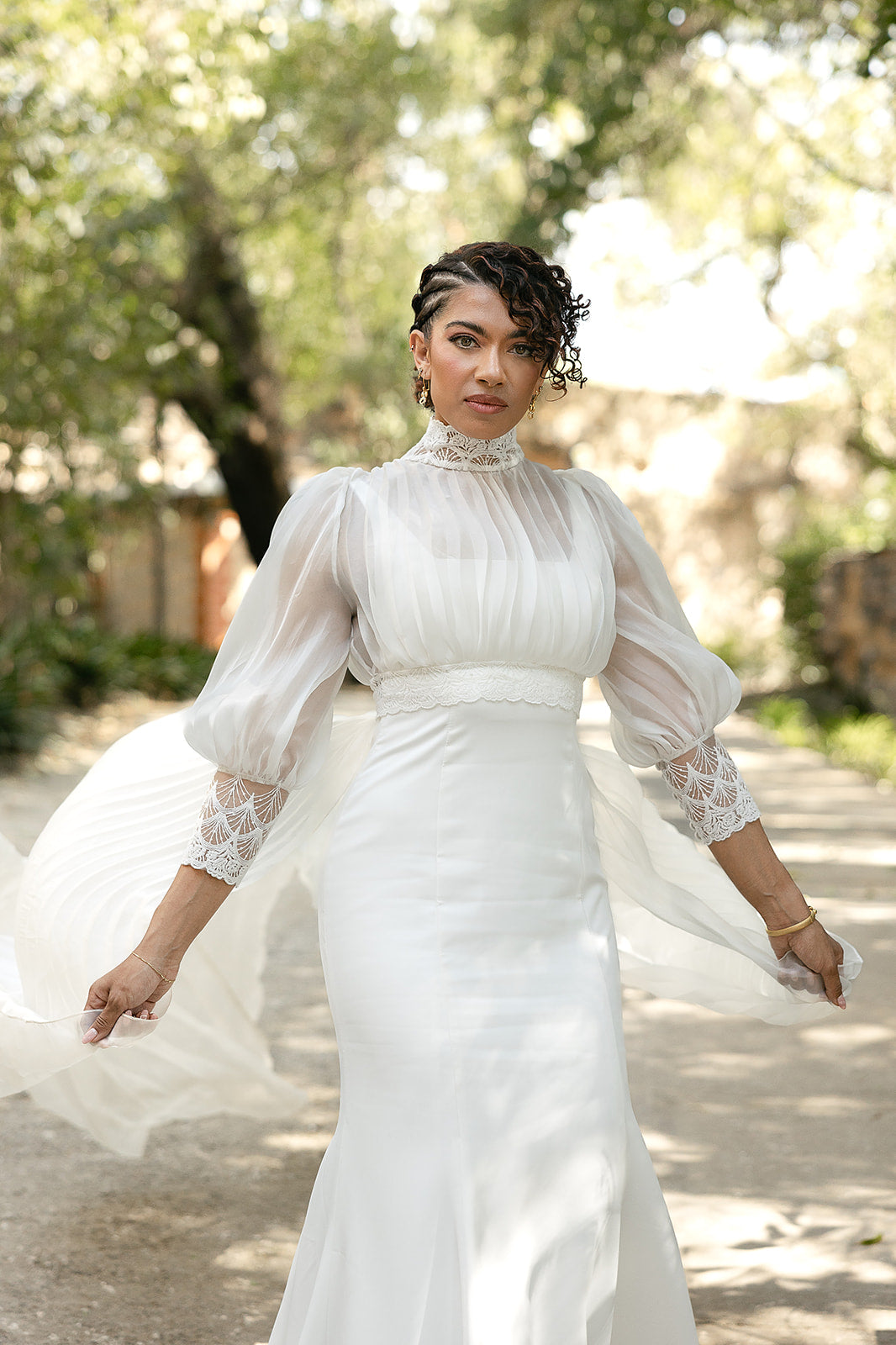 Bespoke Iza Van Two Piece Gown and Pleated Topper