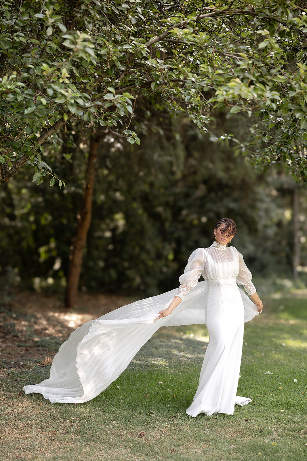 Bespoke Iza Van Two Piece Gown and Pleated Topper