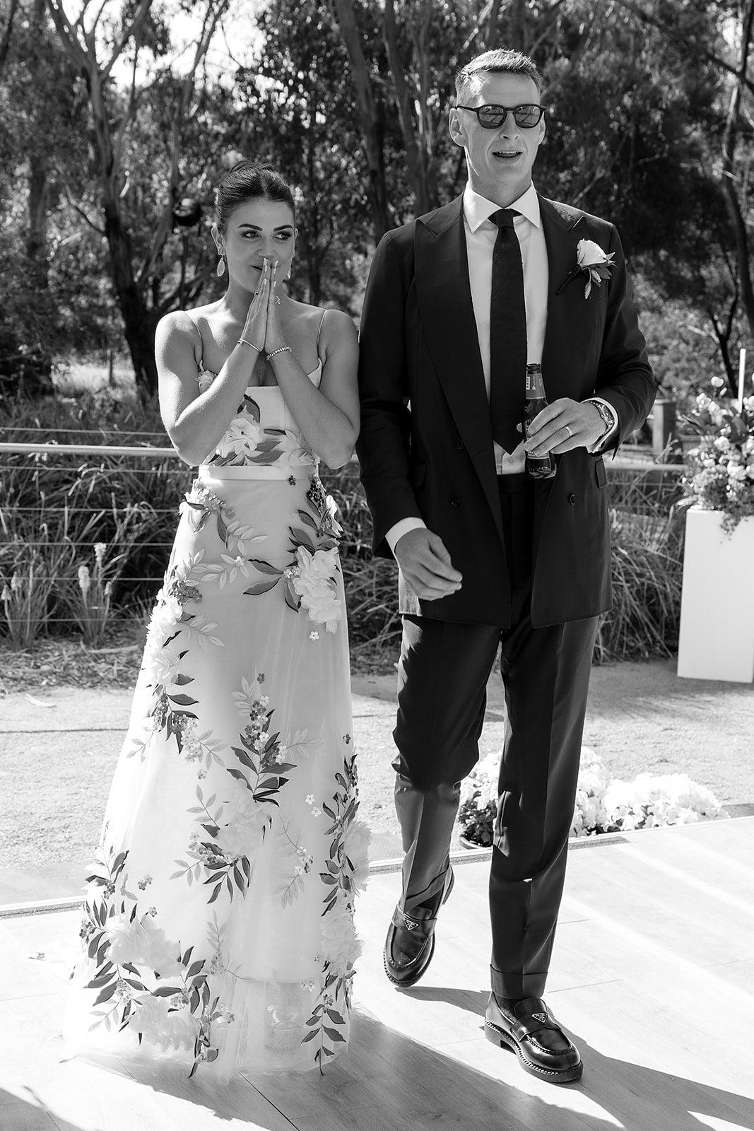 Custom Floral Mesh Applique Gown - size 8
