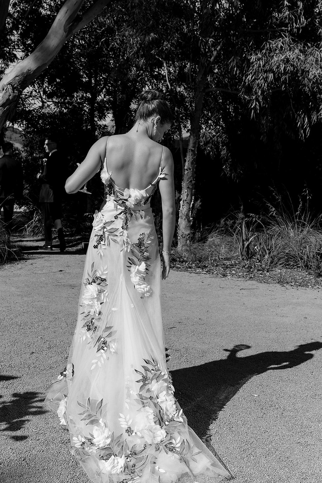 Custom Floral Mesh Applique Gown - size 8