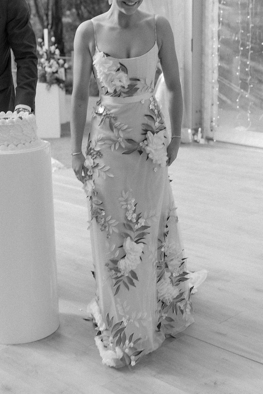 Custom Floral Mesh Applique Gown - size 8