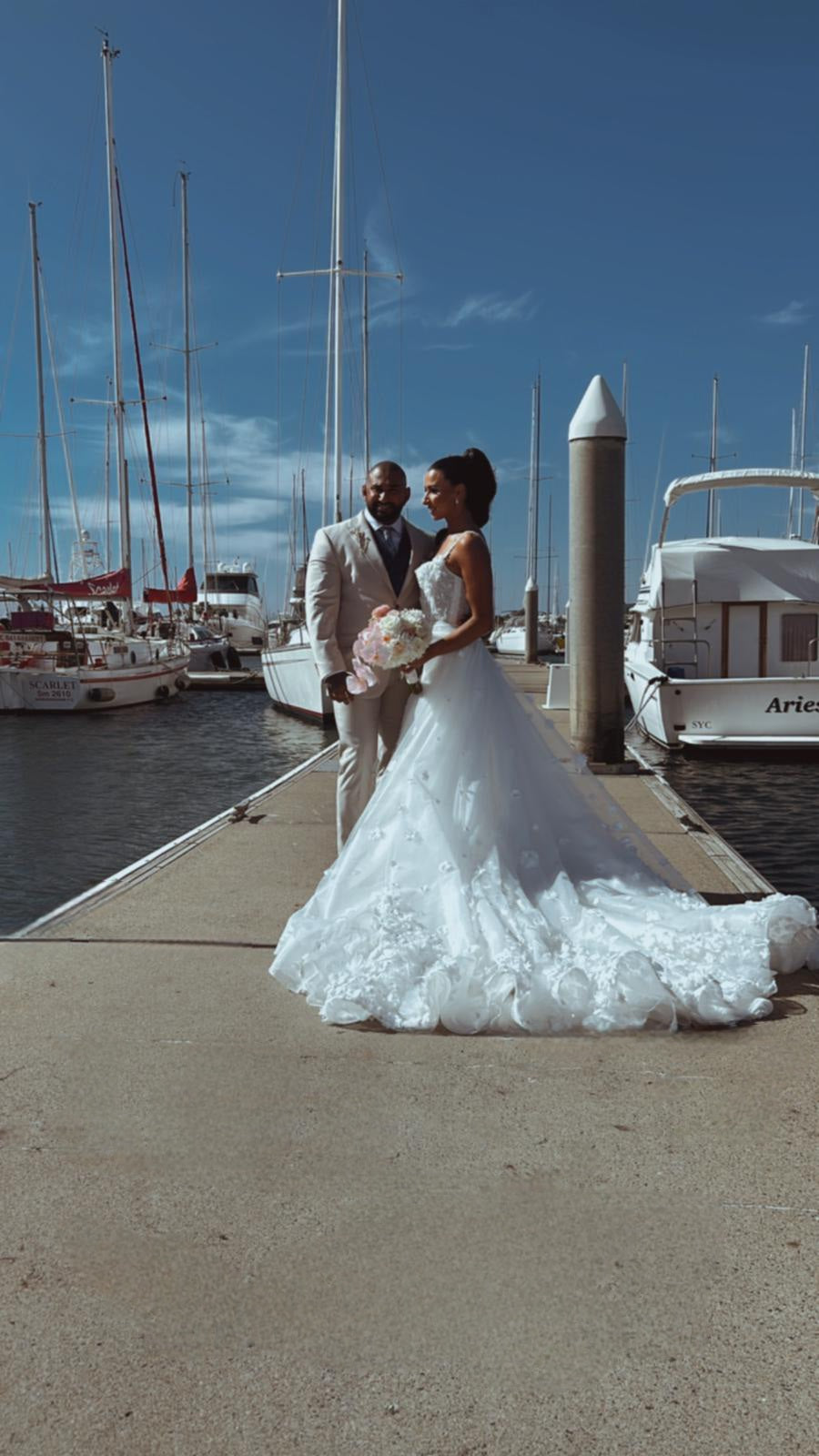 BLANCHE BRIDAL Wedding Gown with Overskirt + Veil