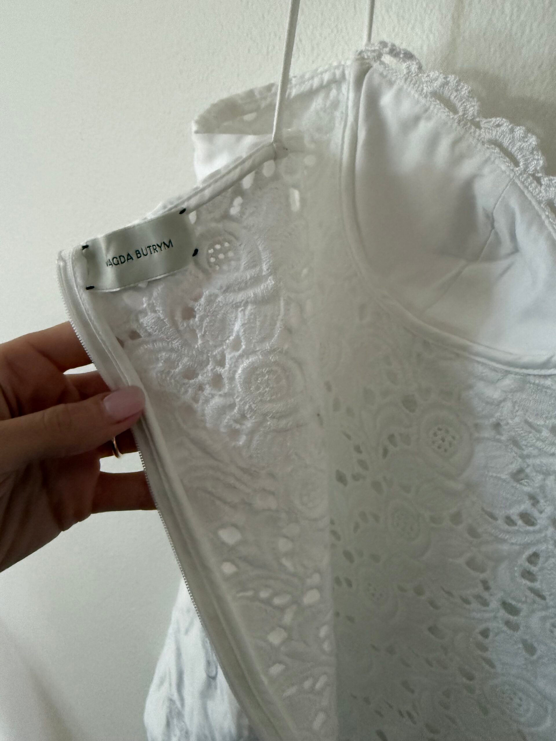Lace poplin bustier mini dress in white