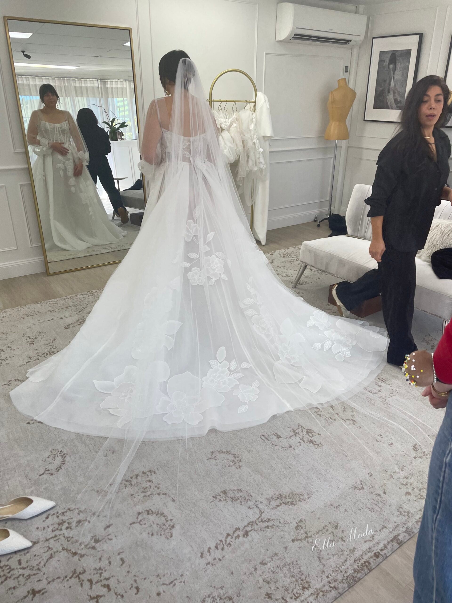 Customised Ella Moda Wedding Gown with Italian lace appliqué