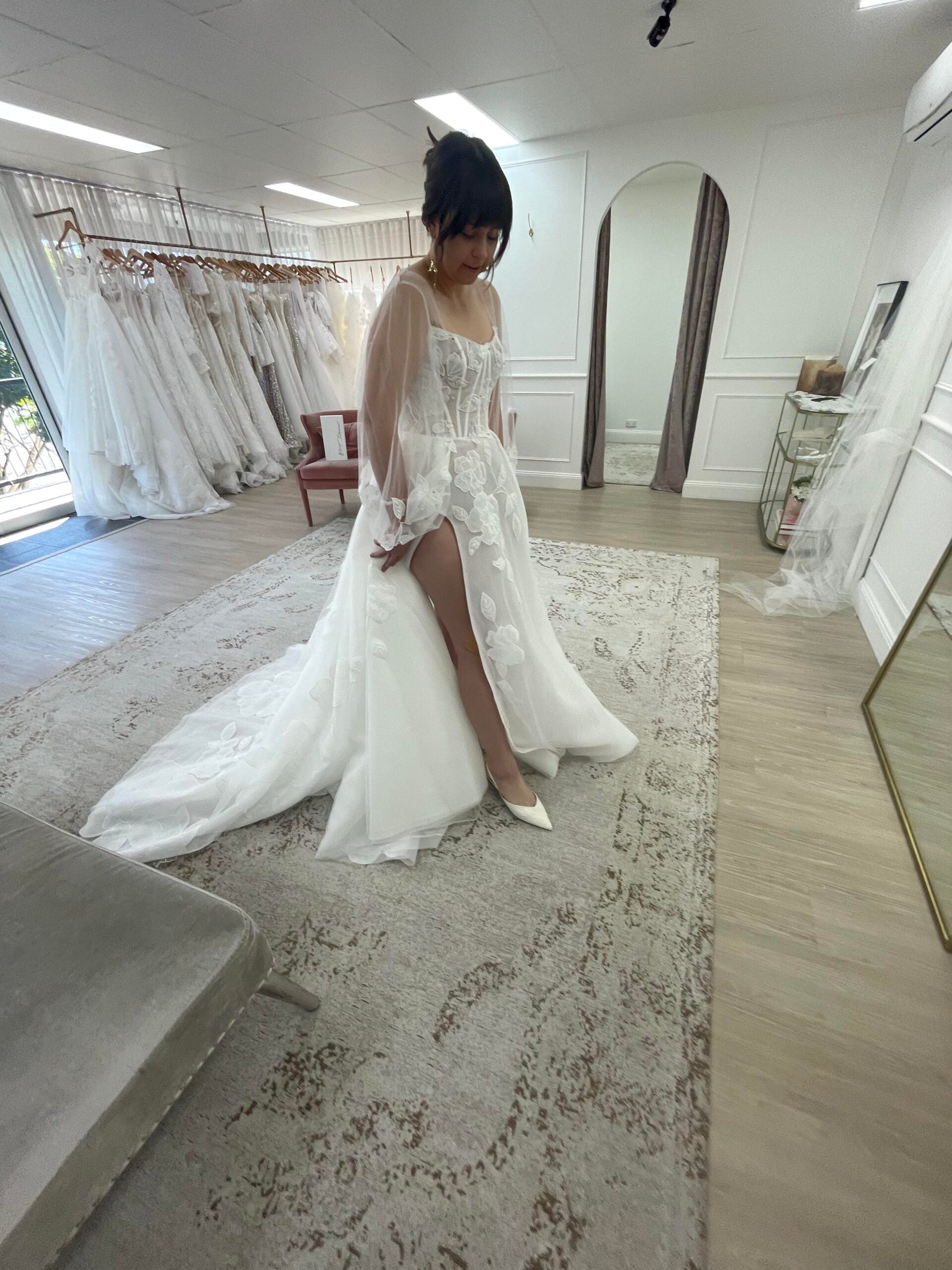 Customised Ella Moda Wedding Gown with Italian lace appliqué