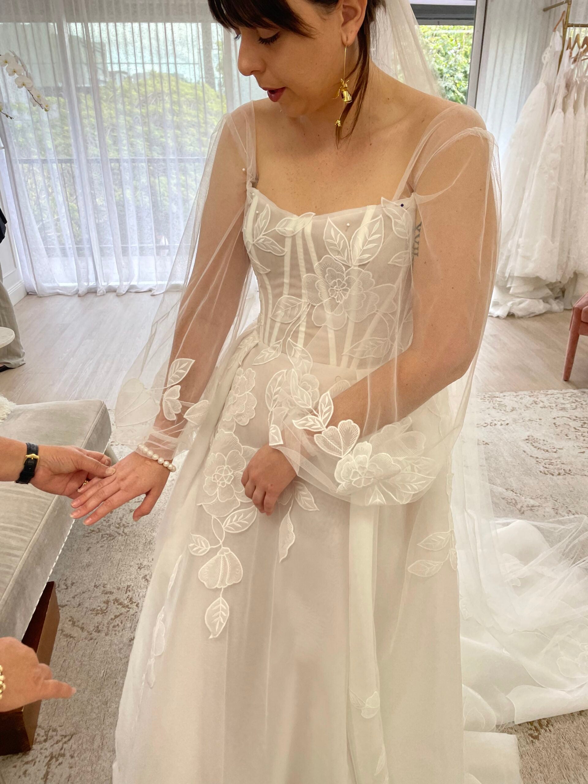 Customised Ella Moda Wedding Gown with Italian lace appliqué