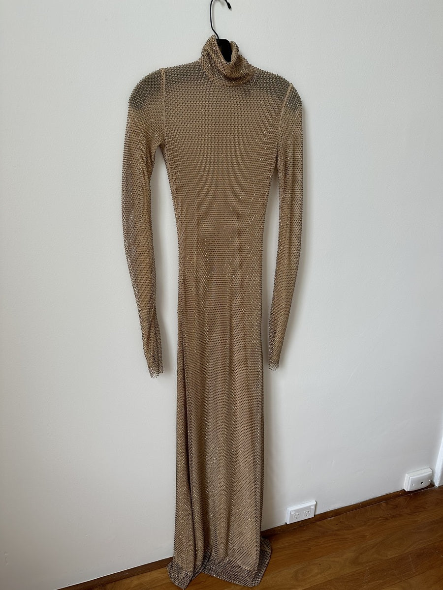 Laquan Smith Mock Neck Column Gown