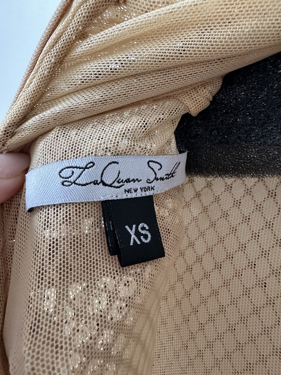 Laquan Smith Mock Neck Column Gown