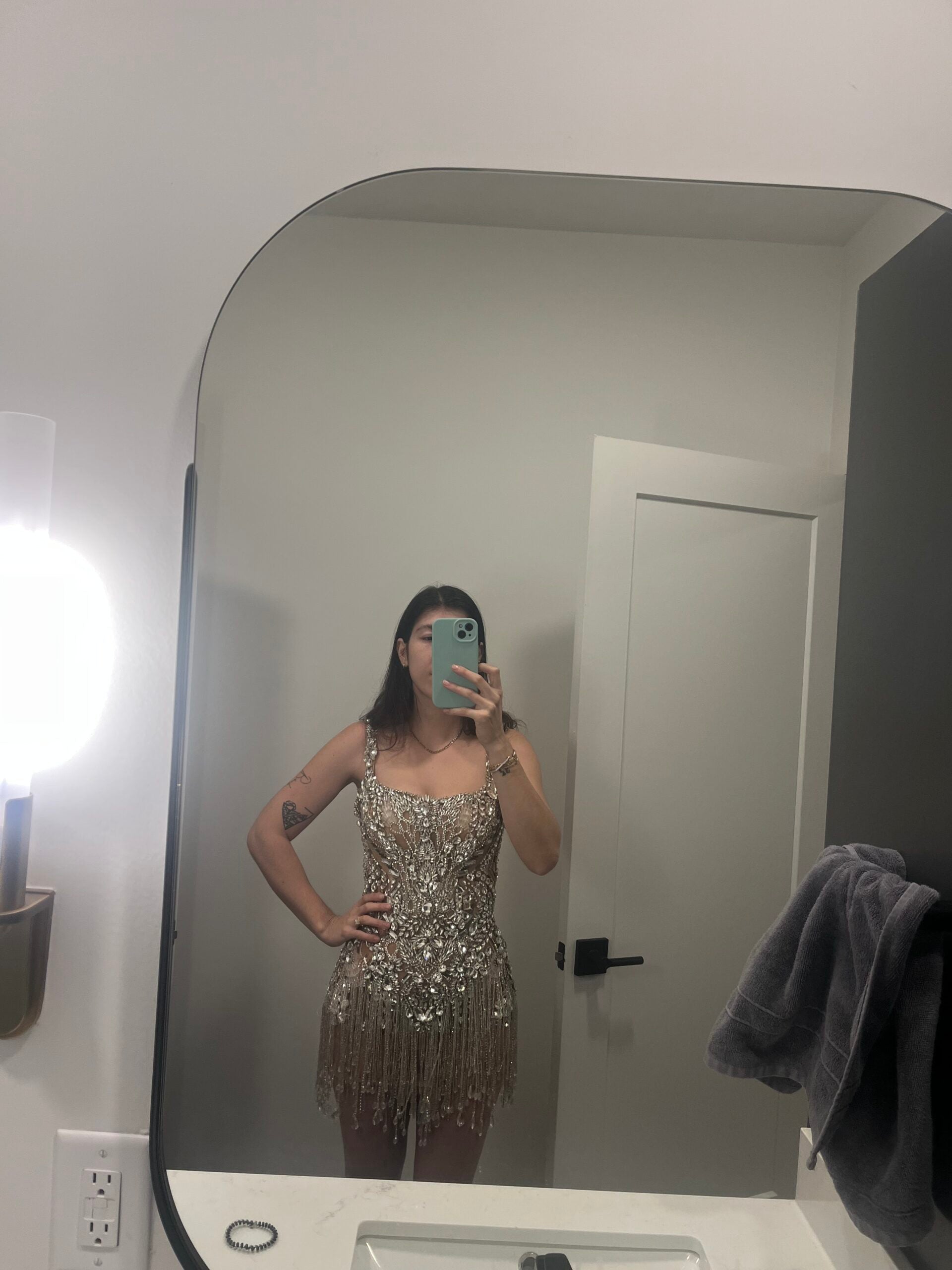 Albina Dyla Corset Dress with crystals and stones