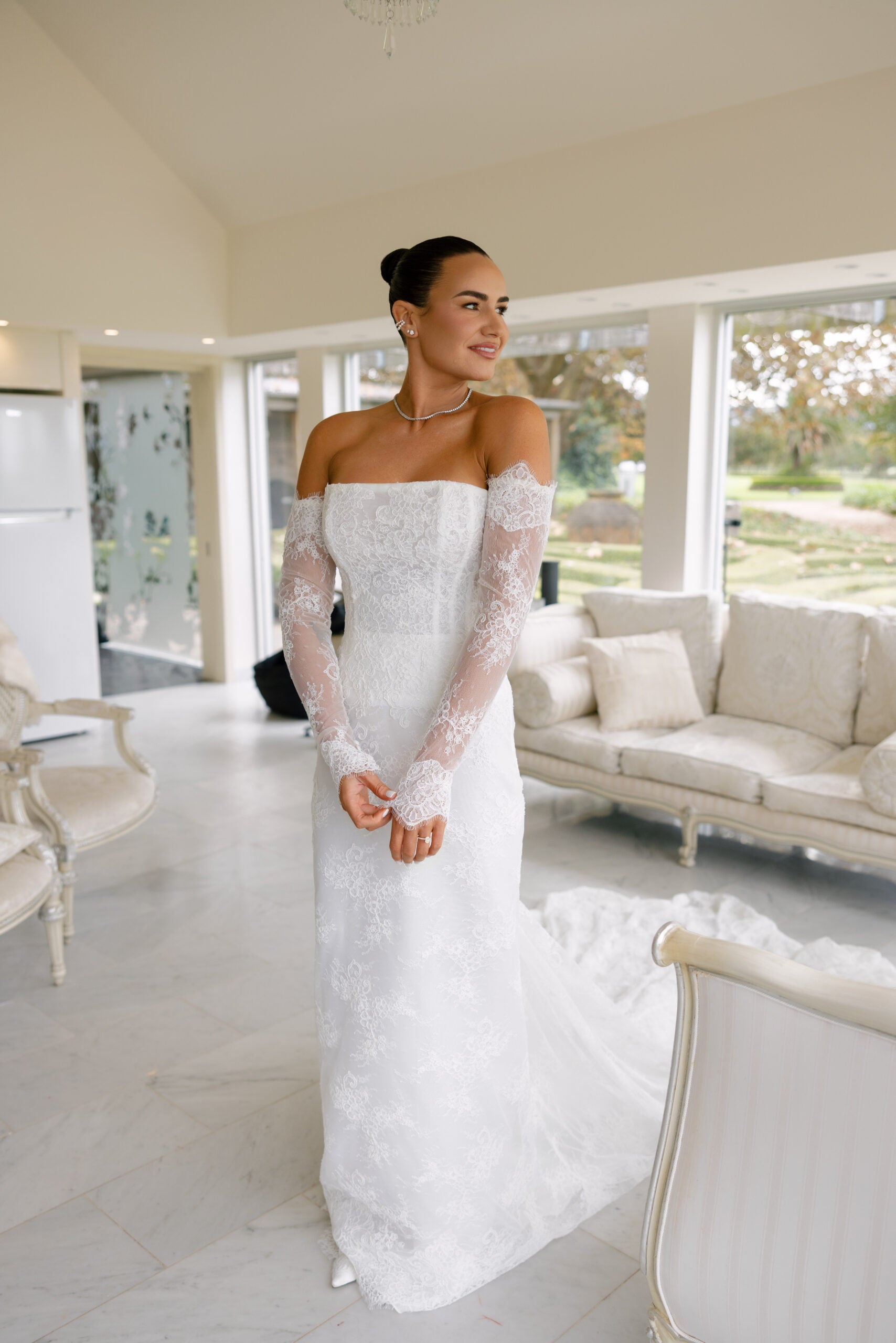Maelle Bride - Custom Made Lace Paloma Gown with lace sleeves