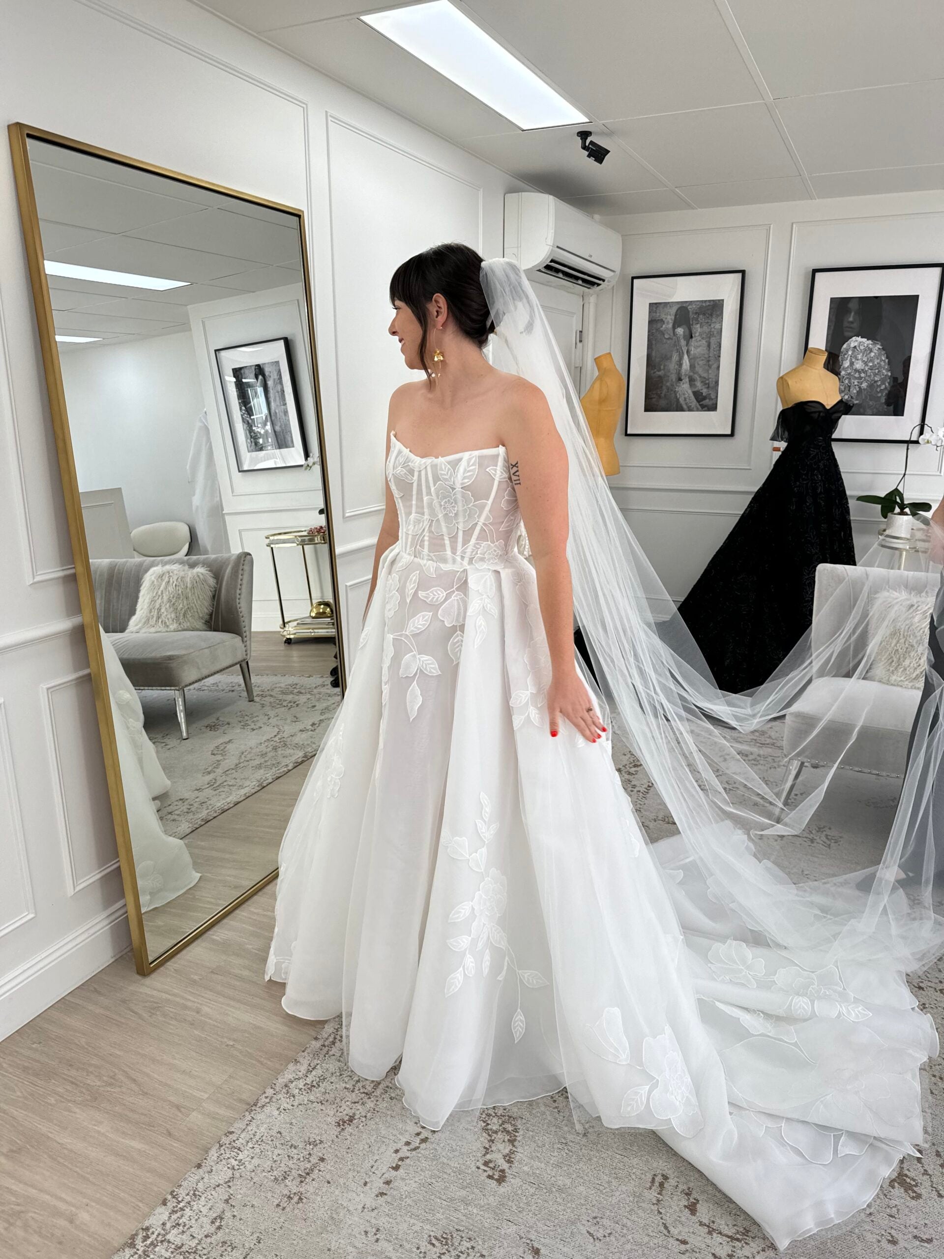 Customised Ella Moda Wedding Gown with Italian lace appliqué