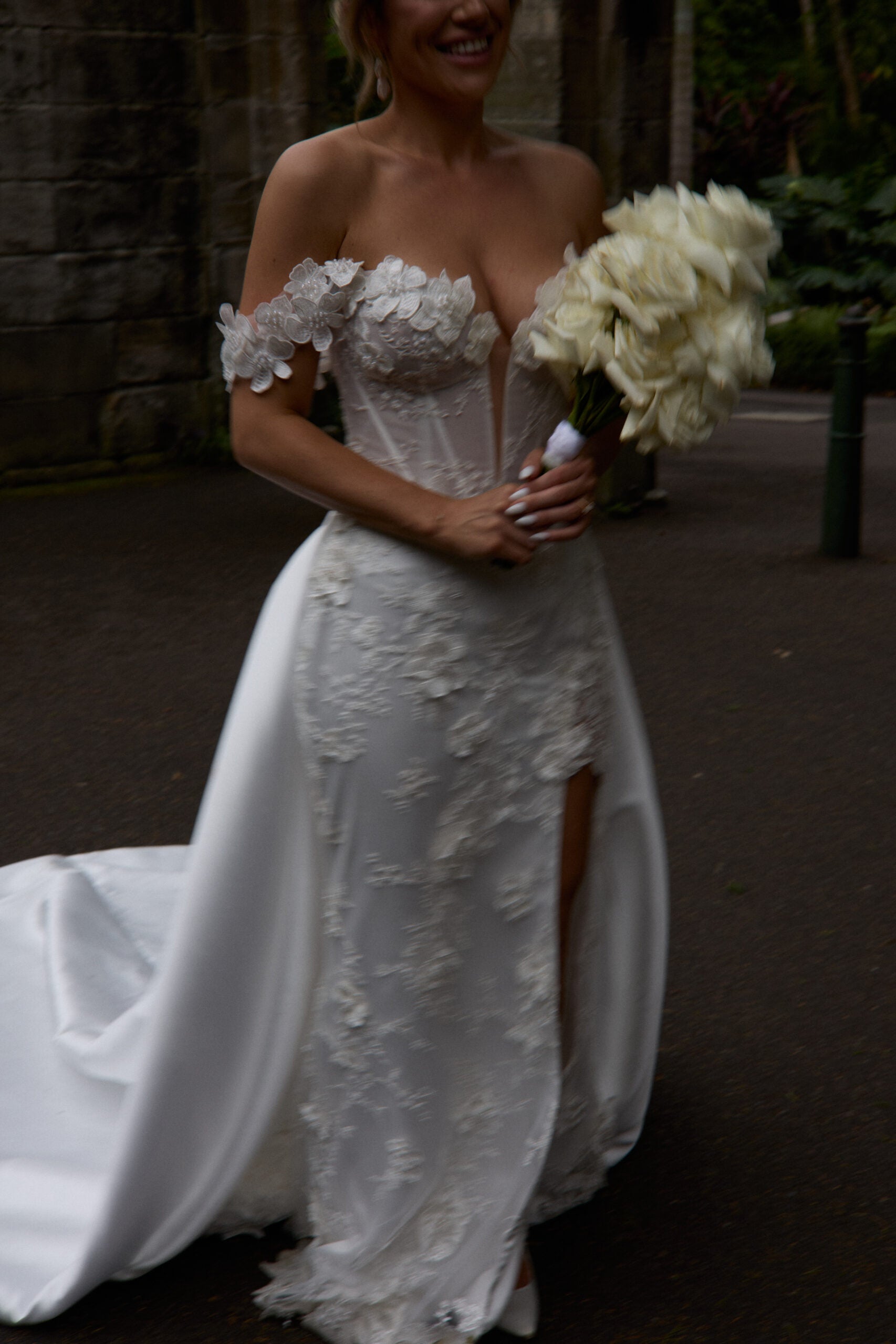 Leah Da Gloria Giselle gown and Alison Davis overskirt