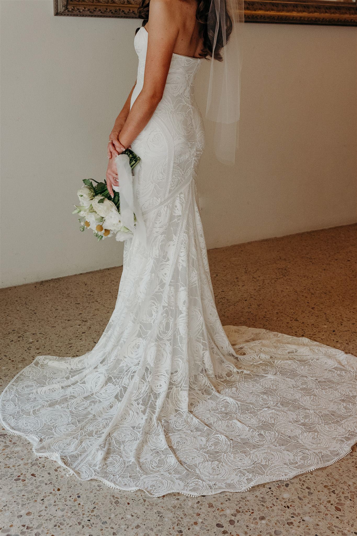 'Palm' Ivory Lace Wedding Dress