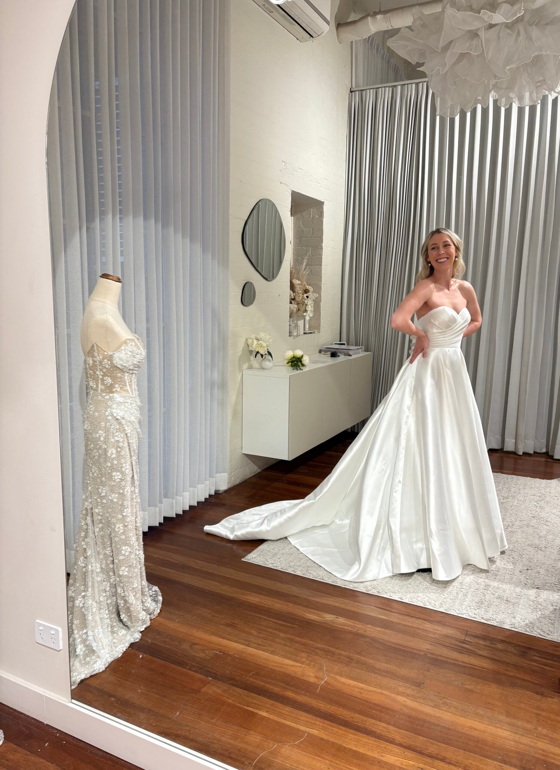 Maison Oui bespoke A-line, strapless gown