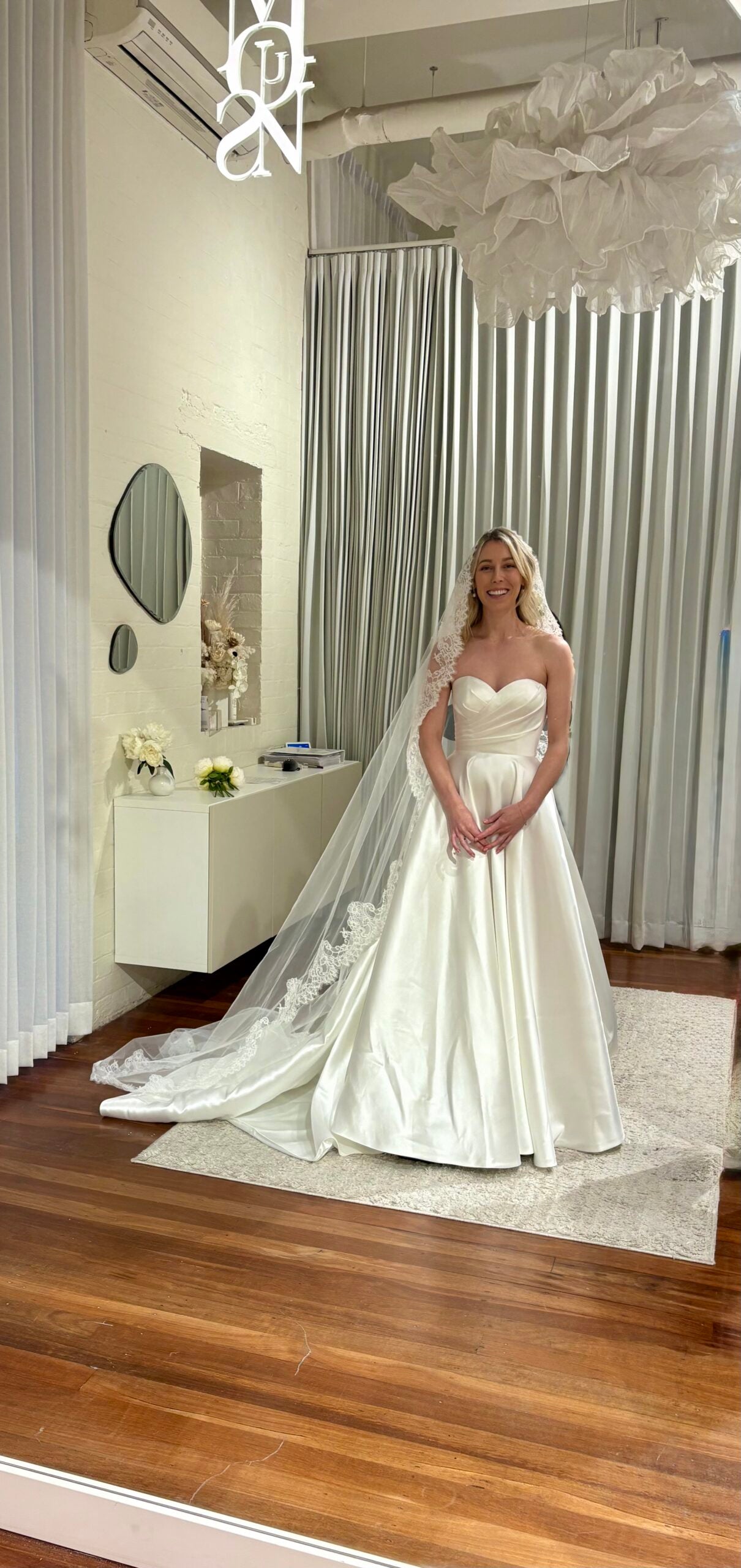 Maison Oui bespoke A-line, strapless gown