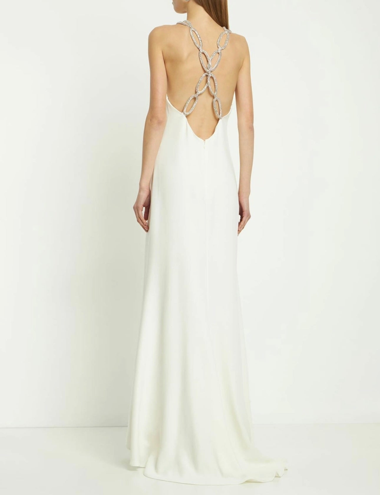 Valentino Silk Cady Chain Cross Back Long Gown