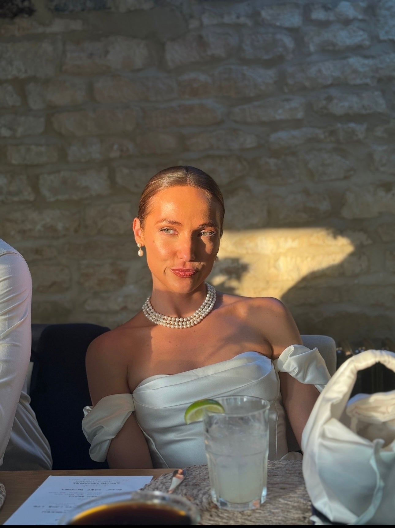 “Danielle” by Savannah Miller – Elegant Off-Shoulder Satin A-Line Gown