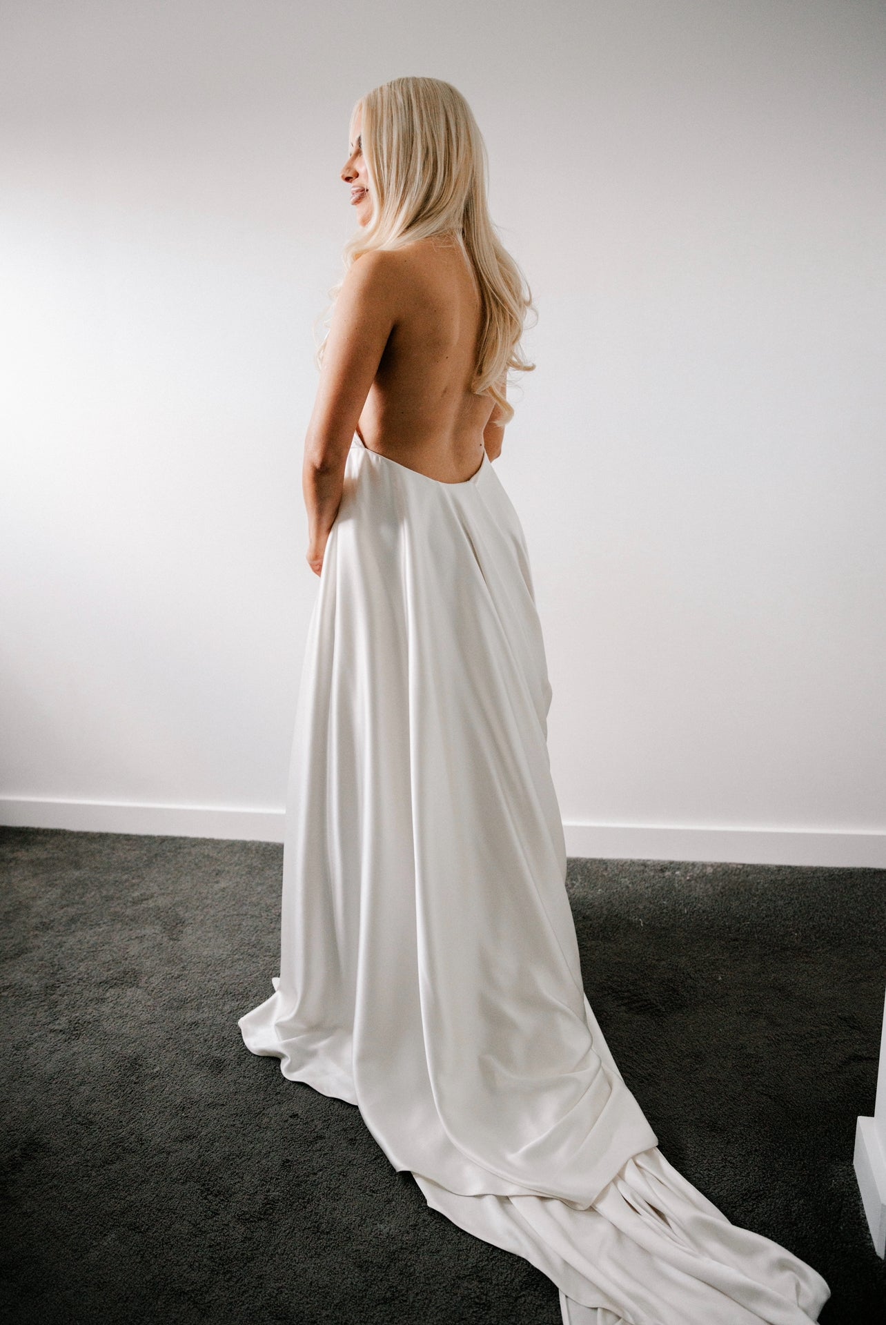 Steven Khalil Custom Silk Ivory Gown