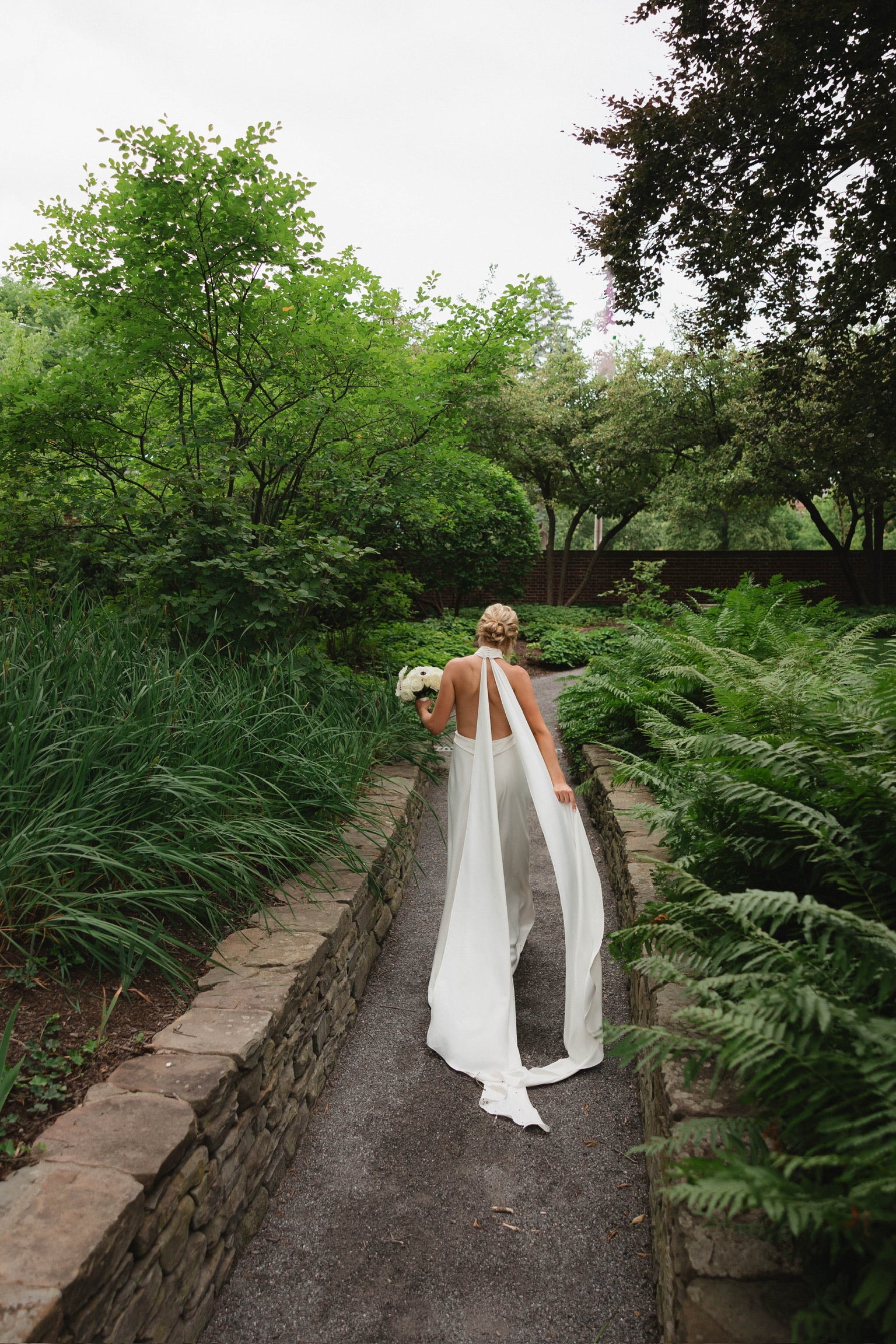 Eva Lendel Rouge Backless Halter Cape Wedding Dress