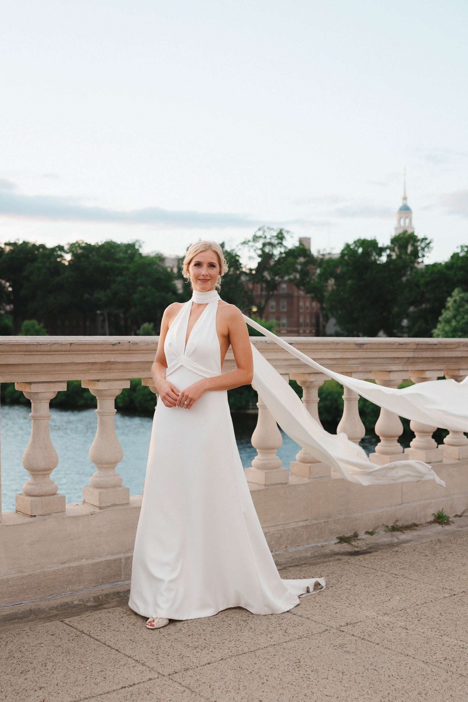 Eva Lendel Rouge Backless Halter Cape Wedding Dress