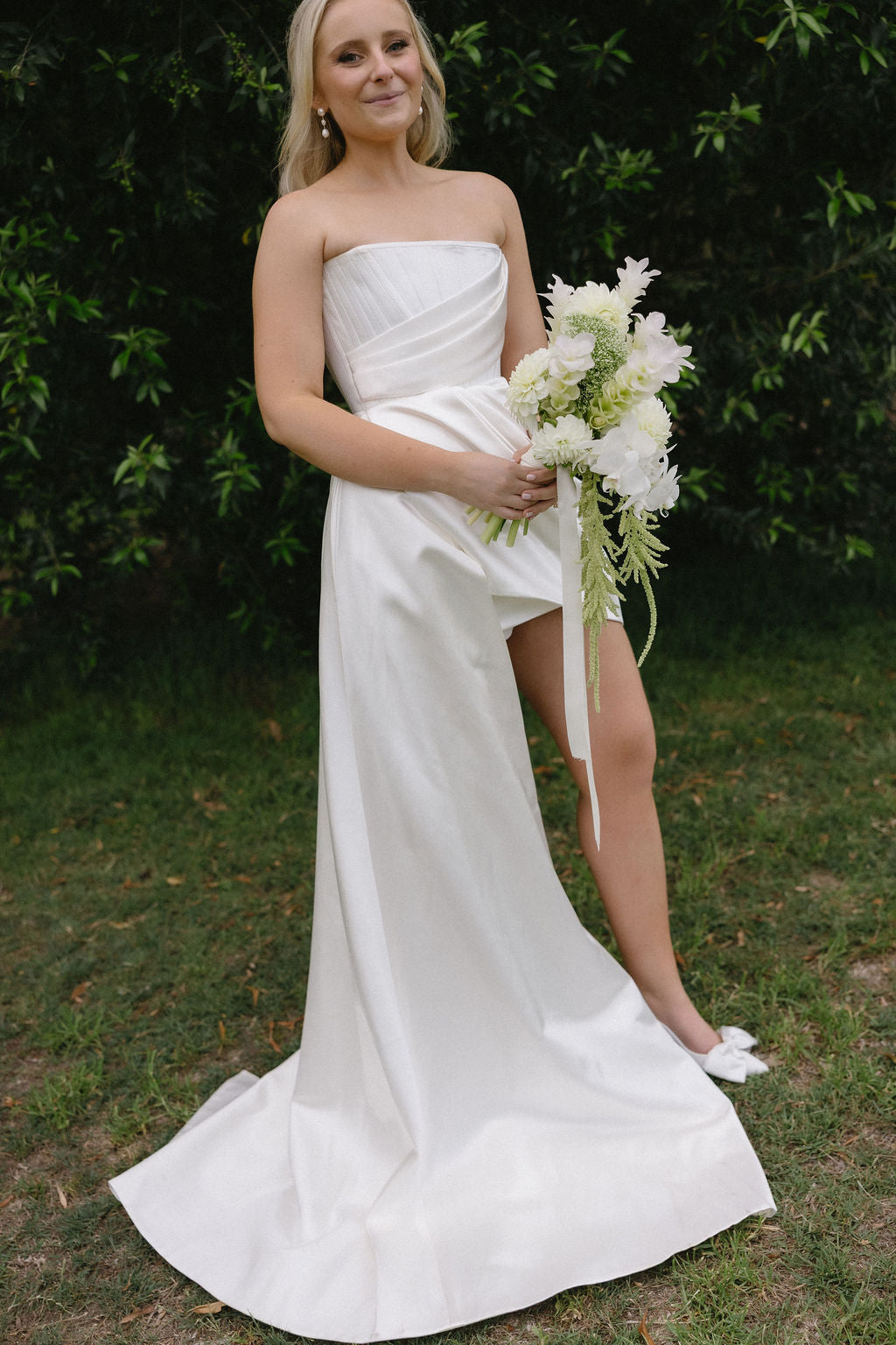 Alex Perry Blair Asymmetric Draped Satin Gown