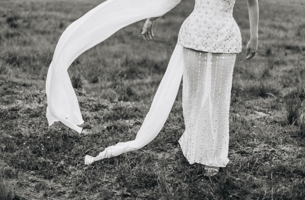 Bespoke Embellished Corset and Skirt, with ethereal neck tie