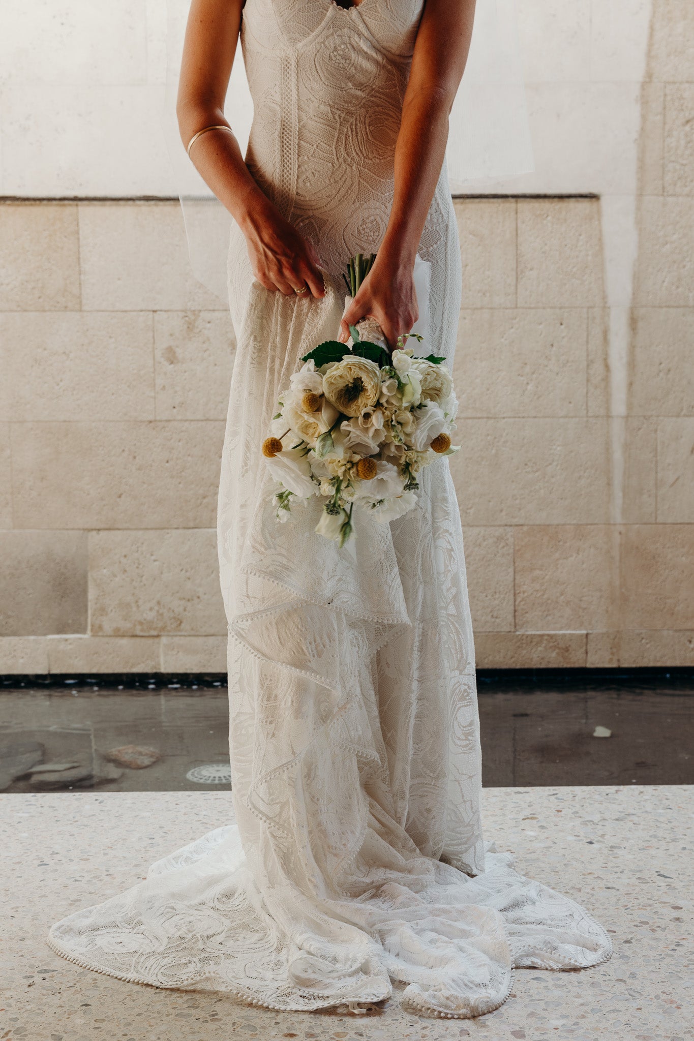 'Palm' Ivory Lace Wedding Dress