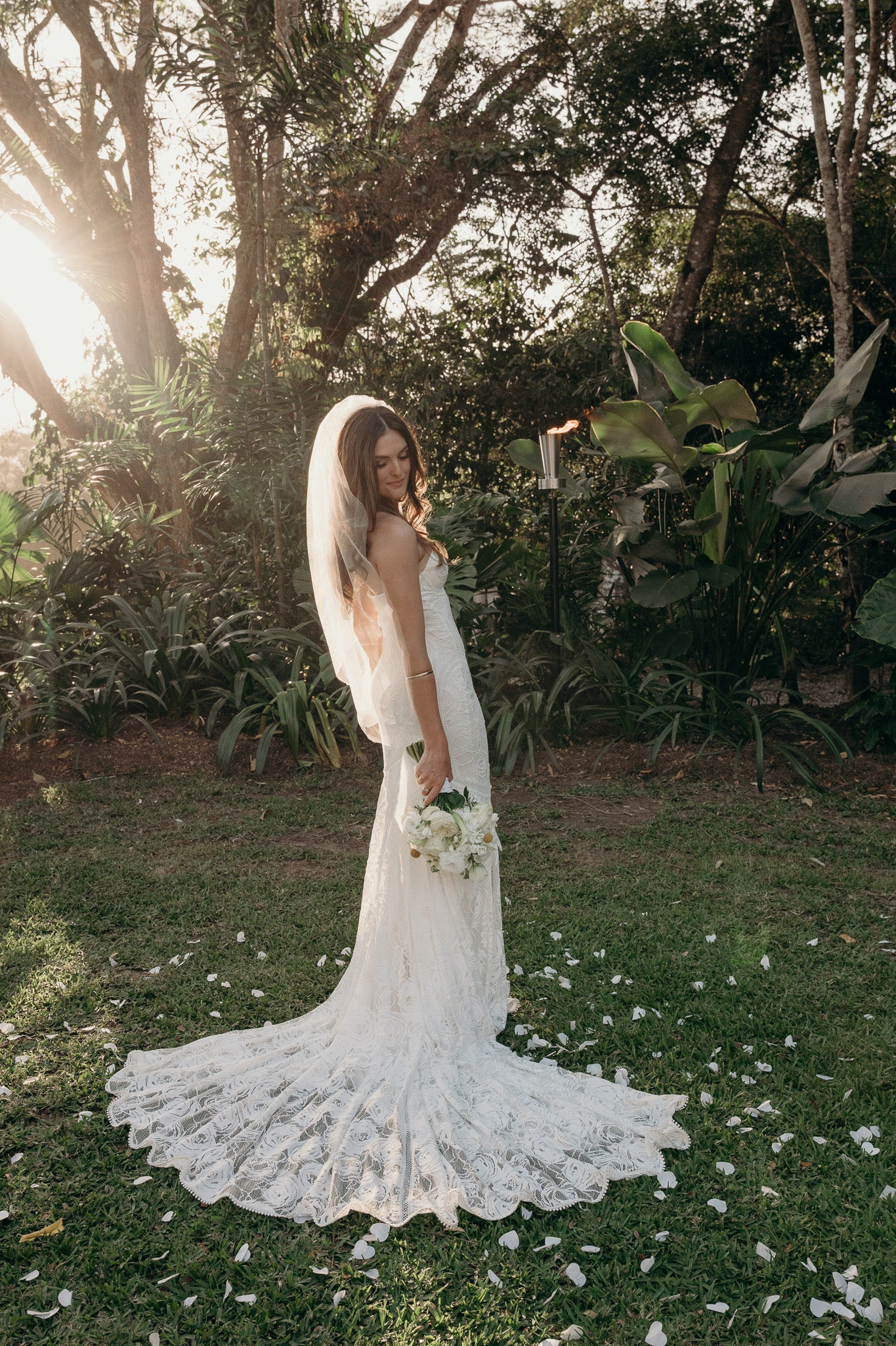 'Palm' Ivory Lace Wedding Dress