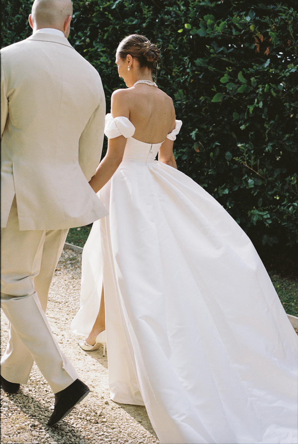 “Danielle” by Savannah Miller – Elegant Off-Shoulder Satin A-Line Gown