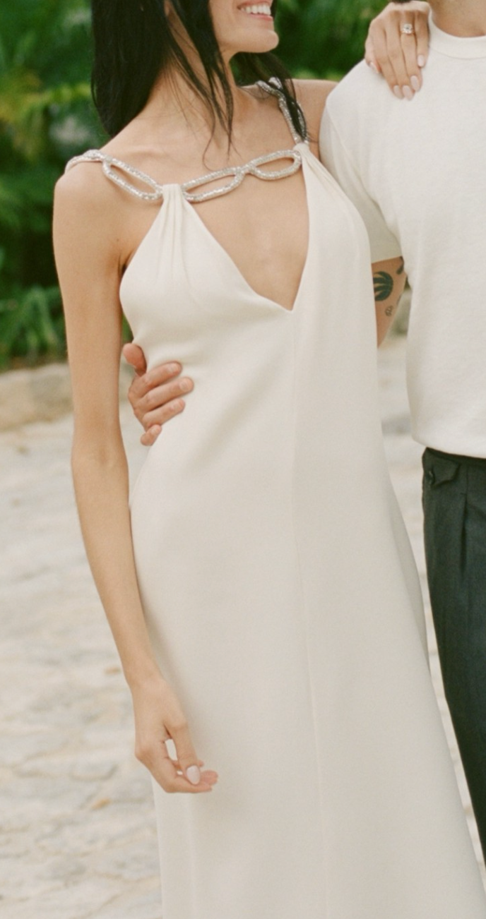 Valentino Silk Cady Chain Cross Back Long Gown