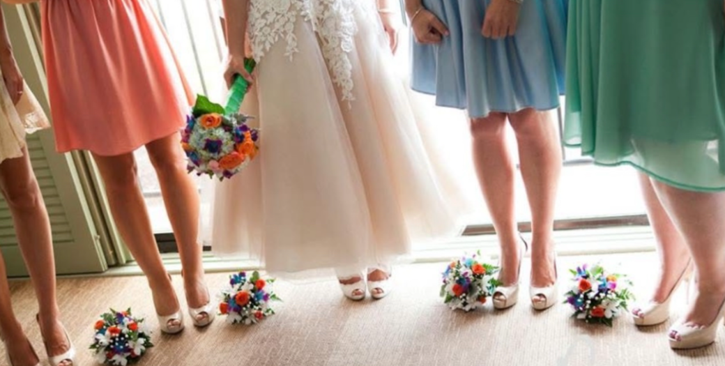 Floral and Tulle Tea Length Wedding Dress