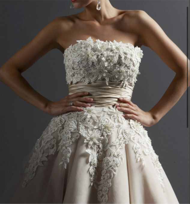 Floral and Tulle Tea Length Wedding Dress