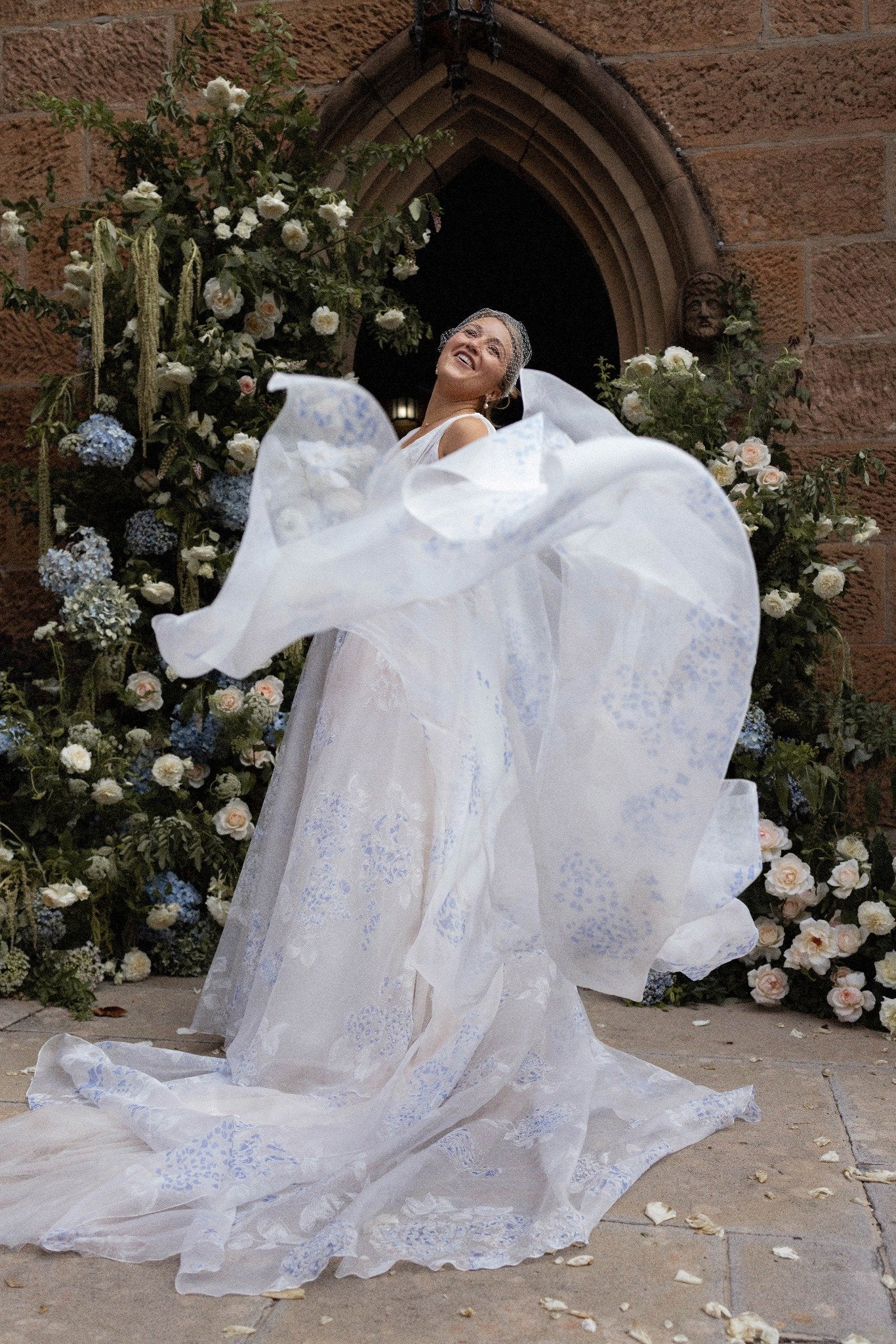 Custom J Andreatta Blue Hydrangea Gown - Ethereal and Romantic