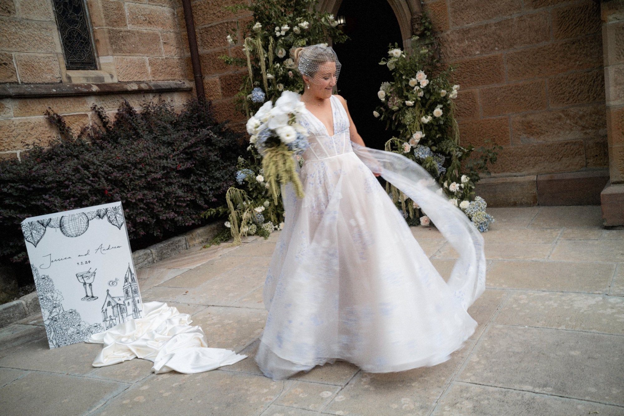 Custom J Andreatta Blue Hydrangea Gown - Ethereal and Romantic