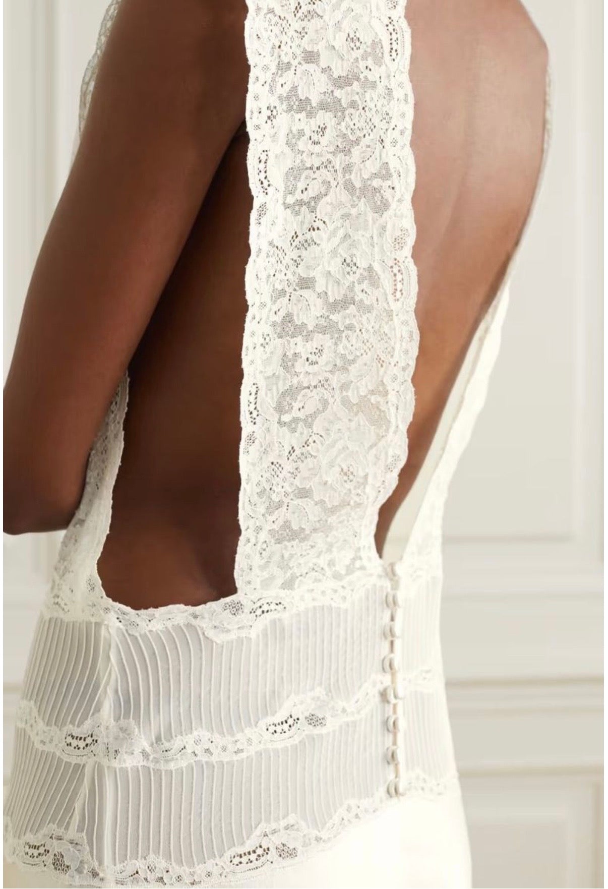Saint Laurent Lace Trimmed Silk Dress