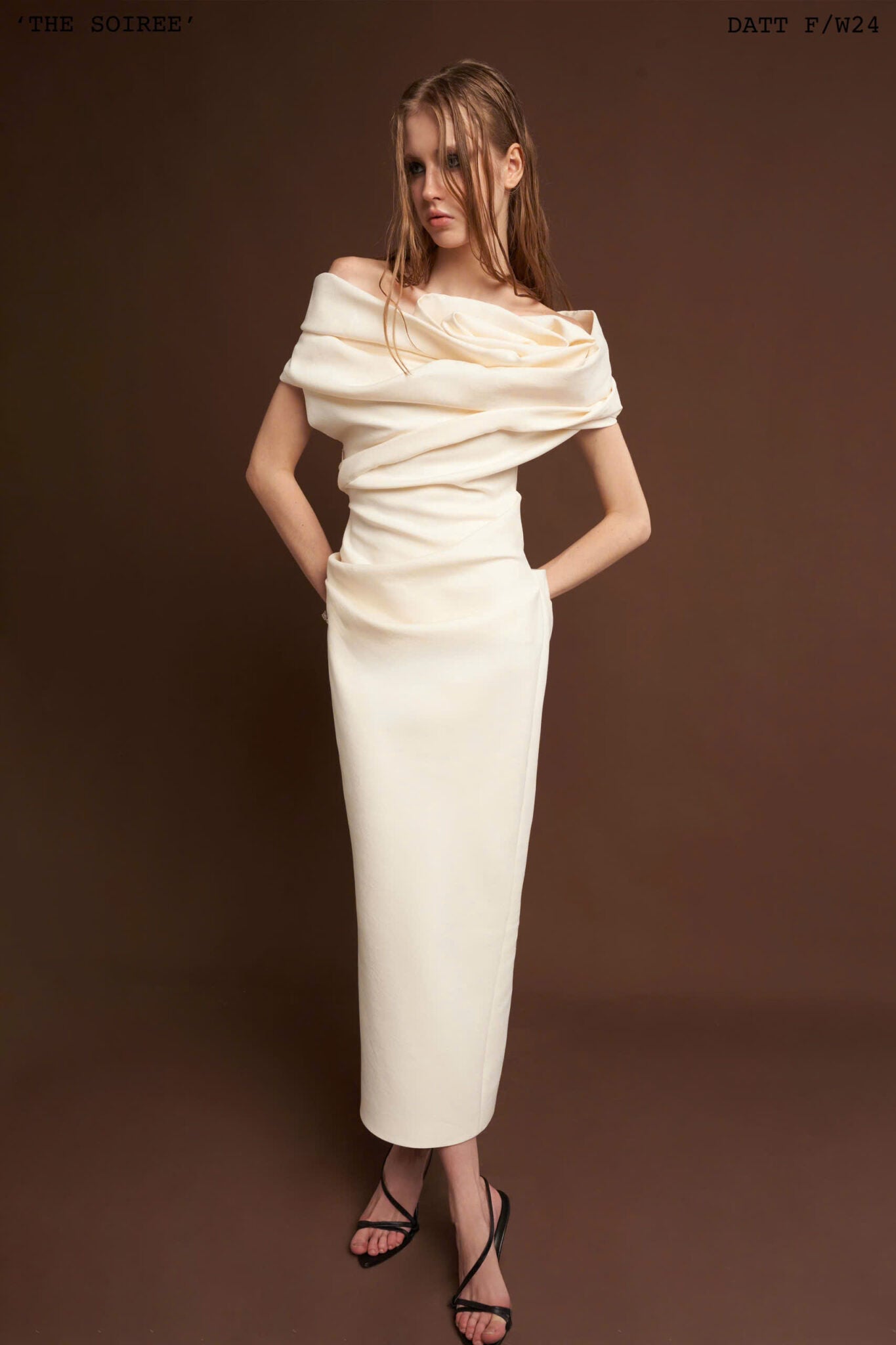 DATT Official Rose Draped Midi Dress